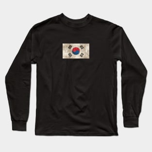 Vintage Aged and Scratched South Korean Flag Long Sleeve T-Shirt